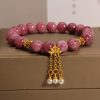 Pulsera de Flor de Loto con Turmalina Rosa Pink Tourmaline Lotus Flower Bracelet