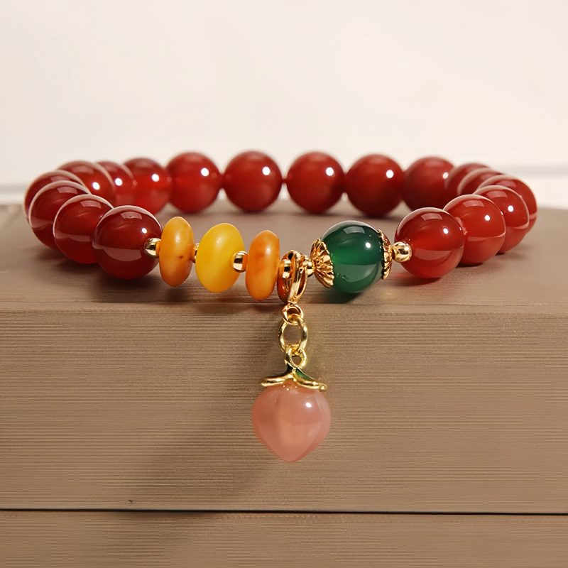 Pulseira de Ágata Vermelha para Paz Interior e Crescimento Red Agate Inner Peace & Growth Bracelet