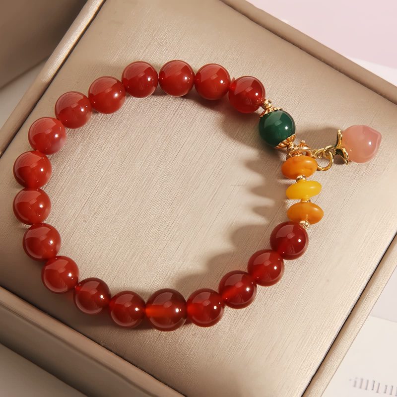 Pulseira de Ágata Vermelha para Paz Interior e Crescimento Red Agate Inner Peace & Growth Bracelet