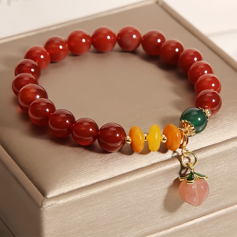 Pulseira de Ágata Vermelha para Paz Interior e Crescimento Red Agate Inner Peace & Growth Bracelet