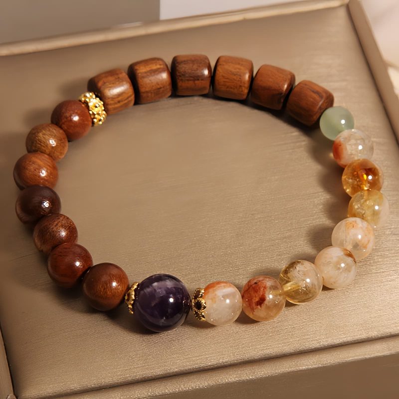Pulsera de Protección de Sándalo, Citrino y Palo de Rosa Sandalwood Citrine Protection Bracelet