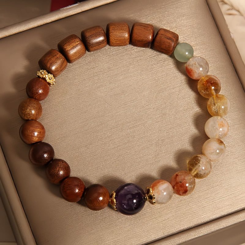Pulsera de Protección de Sándalo, Citrino y Palo de Rosa Sandalwood Citrine Protection Bracelet
