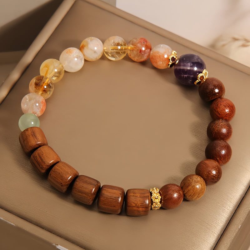 Pulsera de Protección de Sándalo, Citrino y Palo de Rosa Sandalwood Citrine Protection Bracelet