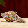 Decoración para el Hogar de Concha Shankha Tibetana, Hechiza a Mano, Colorida y Natural Tibetan Handmade Natural Colorful Shankha Wealth Home Decor