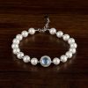 Pulseira Curativa de Pérola e Calcedônia Azul em Prata Tibetana 925 Tibetan 925 Silver Pearl Blue Chalcedony Healing Bracelet