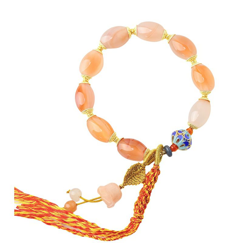 Brazalete de Confianza de Ágata Blanca Tibetana Tibetan White Jade Agate Confidence Bracelet