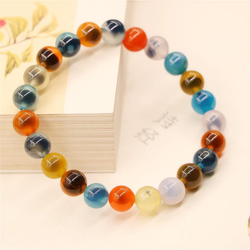 Pulsera de Ágata Caramelo: Rastreador de Estado de Ánimo Colorful Candy Agate Mood Tracker Bracelet