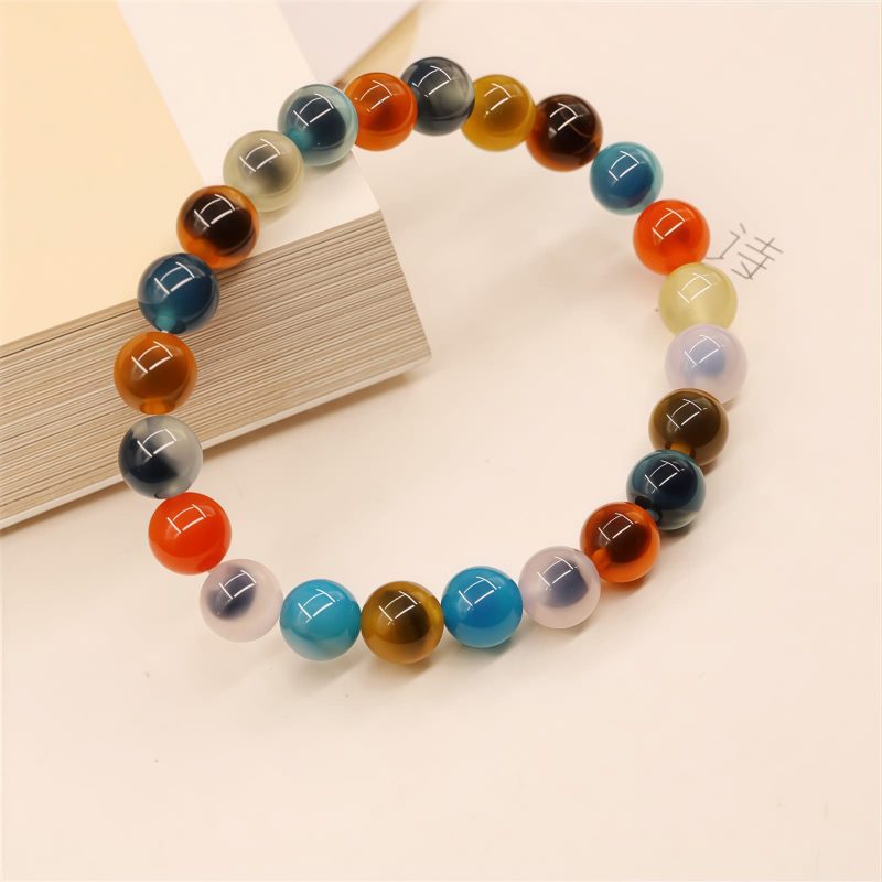 Pulsera de Ágata Caramelo: Rastreador de Estado de Ánimo Colorful Candy Agate Mood Tracker Bracelet