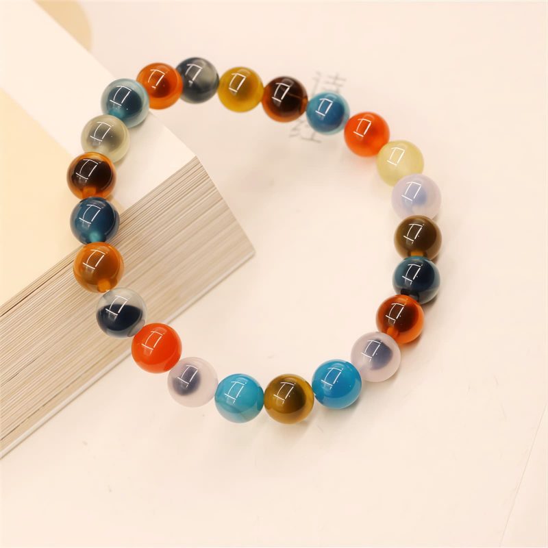 Pulsera de Ágata Caramelo: Rastreador de Estado de Ánimo Colorful Candy Agate Mood Tracker Bracelet