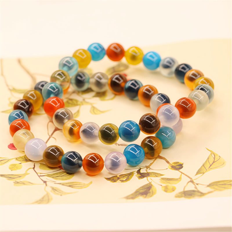 Pulsera de Ágata Caramelo: Rastreador de Estado de Ánimo Colorful Candy Agate Mood Tracker Bracelet