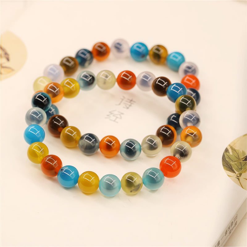 Pulsera de Ágata Caramelo: Rastreador de Estado de Ánimo Colorful Candy Agate Mood Tracker Bracelet