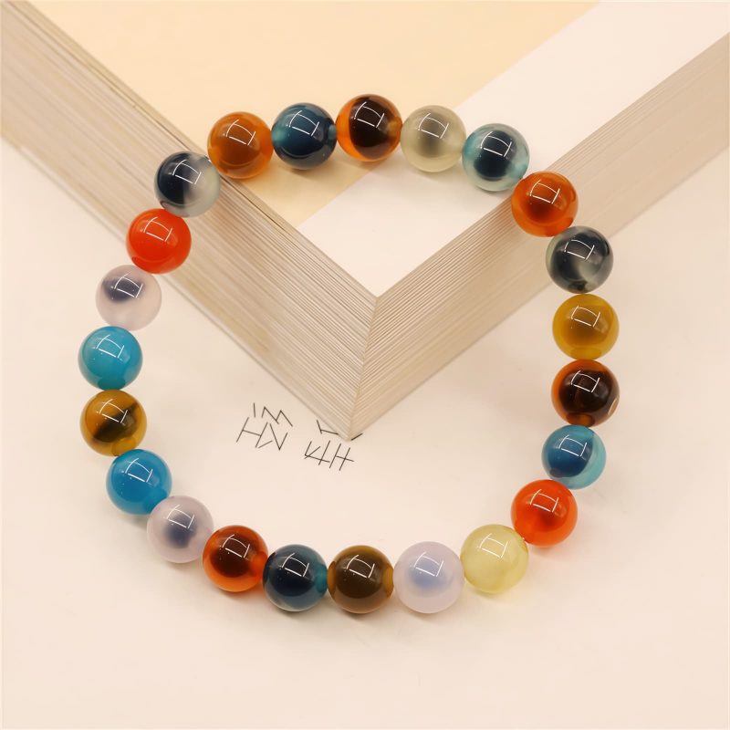 Pulsera de Ágata Caramelo: Rastreador de Estado de Ánimo Colorful Candy Agate Mood Tracker Bracelet