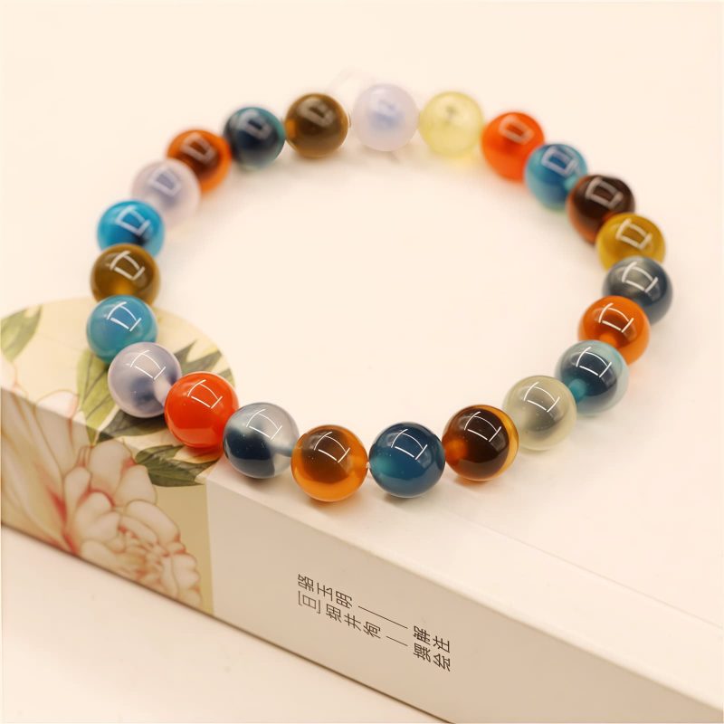 Pulsera de Ágata Caramelo: Rastreador de Estado de Ánimo Colorful Candy Agate Mood Tracker Bracelet