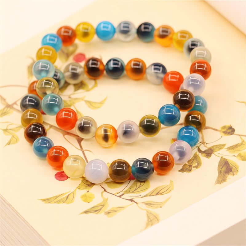 Pulsera de Ágata Caramelo: Rastreador de Estado de Ánimo Colorful Candy Agate Mood Tracker Bracelet