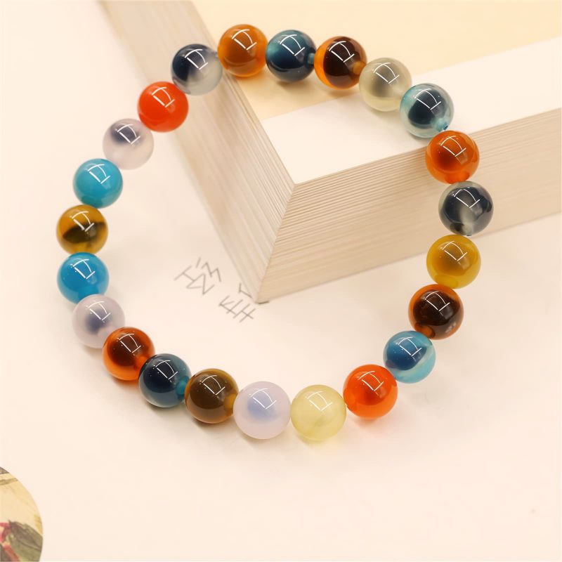 Pulsera de Ágata Caramelo: Rastreador de Estado de Ánimo Colorful Candy Agate Mood Tracker Bracelet