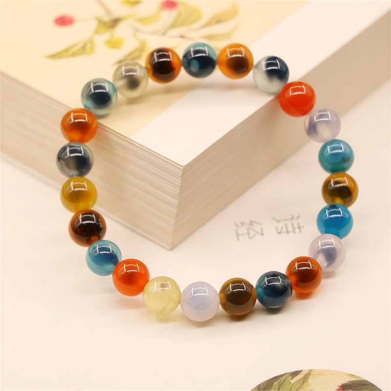 Pulsera de Ágata Caramelo: Rastreador de Estado de Ánimo Colorful Candy Agate Mood Tracker Bracelet