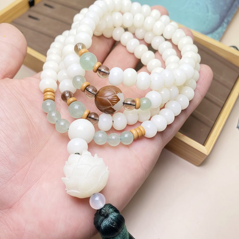 Pulsera de Protección con Semillas de Bodhi Blancas White Bodhi Seed Protection Bracelet
