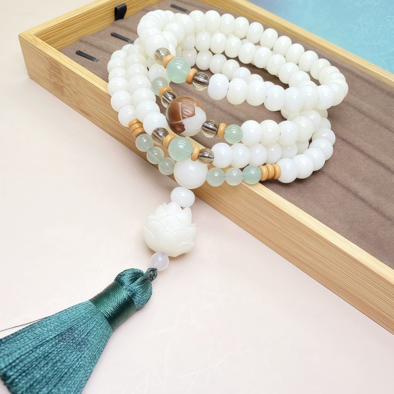 Pulsera de Protección con Semillas de Bodhi Blancas White Bodhi Seed Protection Bracelet