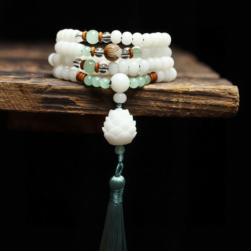 Pulsera de Protección con Semillas de Bodhi Blancas White Bodhi Seed Protection Bracelet