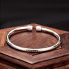 Pulseira de Cobre Branco com Sutra do Coração e Swastika White Copper Heart Sutra Swastika Bracelet