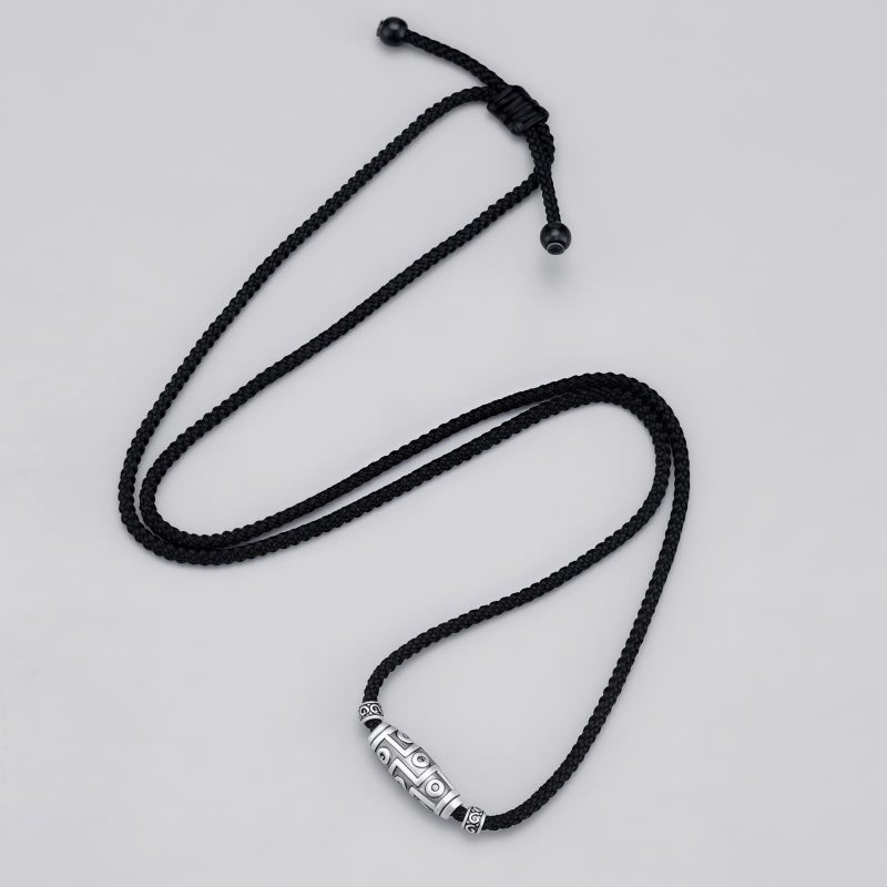 Schutzanhänger mit Neun-Augen-Dzi-Perle aus 999er Sterlingsilber 999 Sterling Silver Nine-Eye Dzi Bead Protection Necklace Pendant