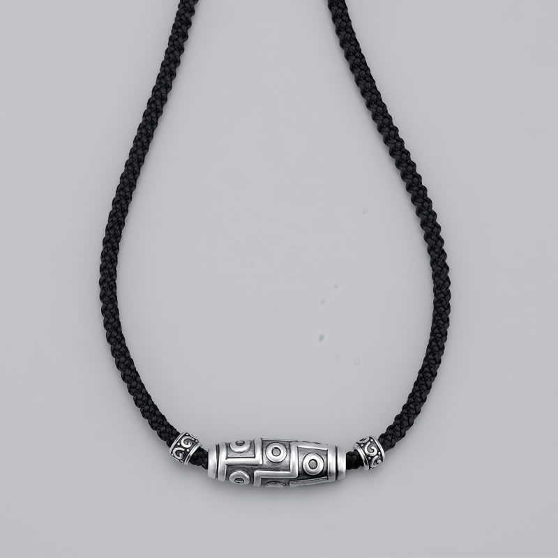 Schutzanhänger mit Neun-Augen-Dzi-Perle aus 999er Sterlingsilber 999 Sterling Silver Nine-Eye Dzi Bead Protection Necklace Pendant