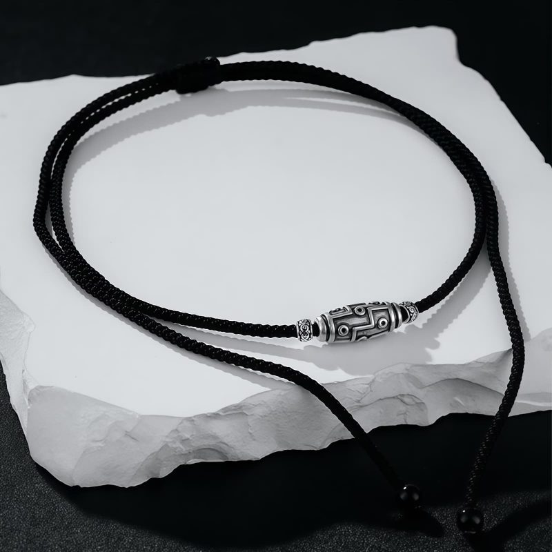 Schutzanhänger mit Neun-Augen-Dzi-Perle aus 999er Sterlingsilber 999 Sterling Silver Nine-Eye Dzi Bead Protection Necklace Pendant