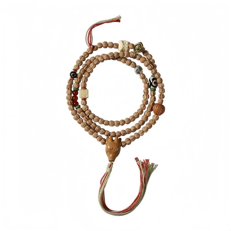 Pulsera Mala de Ágata Roja y Semillas de Bodhi: Sabiduría y Serenidad Bodhi Seed Red Agate Wisdom Mala Bracelet