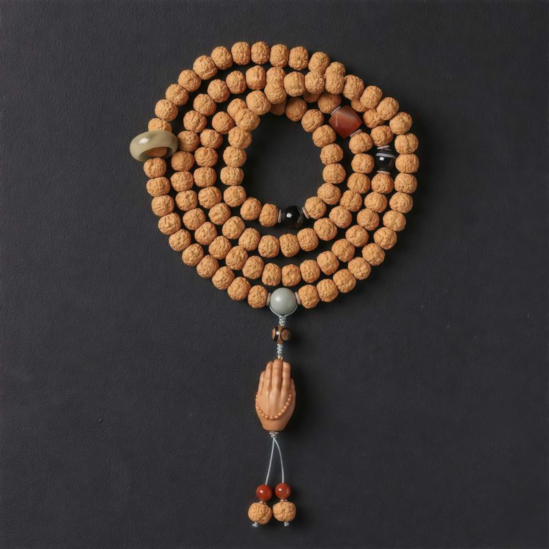 Pulsera de la Abundancia con Cuentas Dzi de Tres Ojos y Semillas de Bodhi Bodhi Seed Three-eyed Dzi Bead Wealth Bracelet