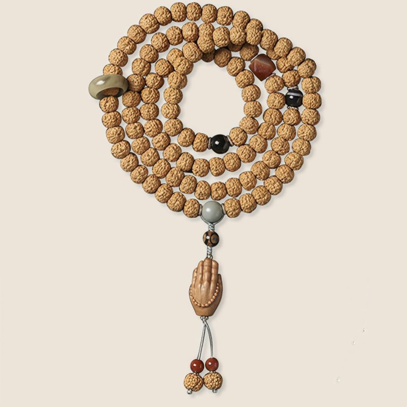 Pulsera de la Abundancia con Cuentas Dzi de Tres Ojos y Semillas de Bodhi Bodhi Seed Three-eyed Dzi Bead Wealth Bracelet