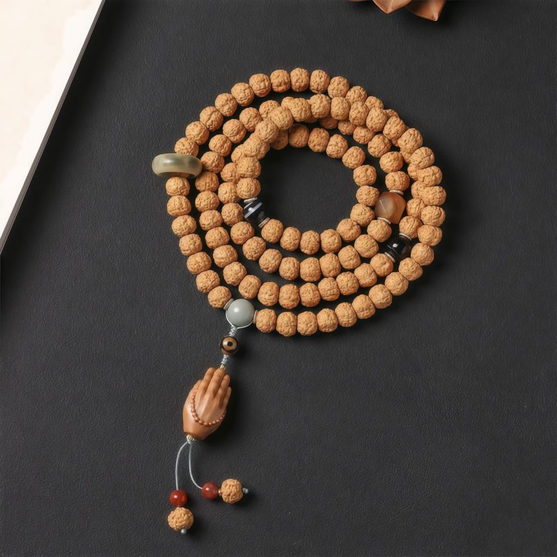 Pulsera de la Abundancia con Cuentas Dzi de Tres Ojos y Semillas de Bodhi Bodhi Seed Three-eyed Dzi Bead Wealth Bracelet