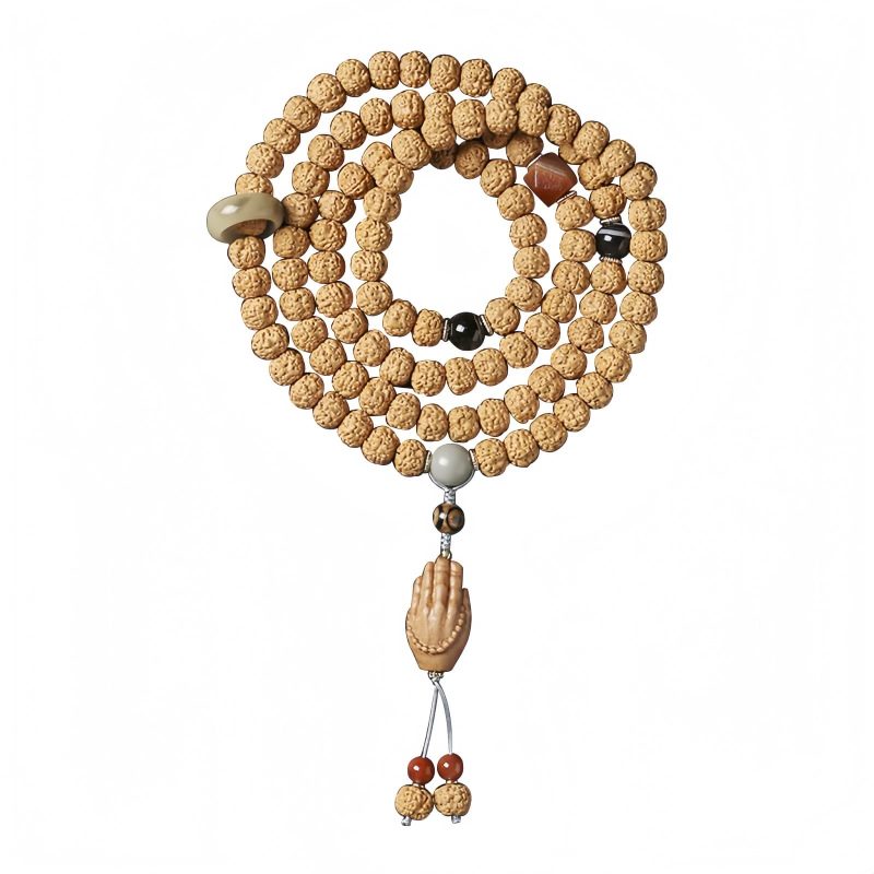 Pulsera de la Abundancia con Cuentas Dzi de Tres Ojos y Semillas de Bodhi Bodhi Seed Three-eyed Dzi Bead Wealth Bracelet