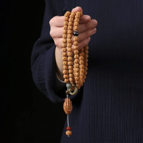 Pulsera de la Abundancia con Cuentas Dzi de Tres Ojos y Semillas de Bodhi Pulsera de la Abundancia con Cuentas Dzi de Tres Ojos y Semillas de Bodhi