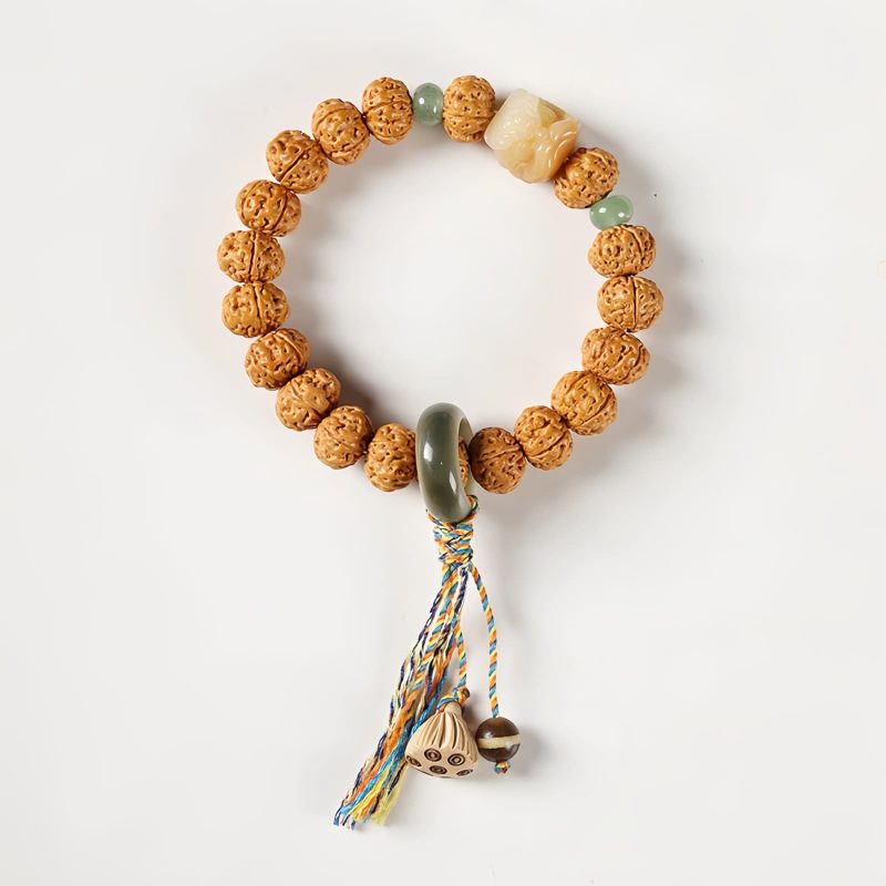 Pulsera de la Abundancia con Cuentas Dzi de Tres Ojos y Semillas de Bodhi Bodhi Seed Three-eyed Dzi Bead Wealth Bracelet