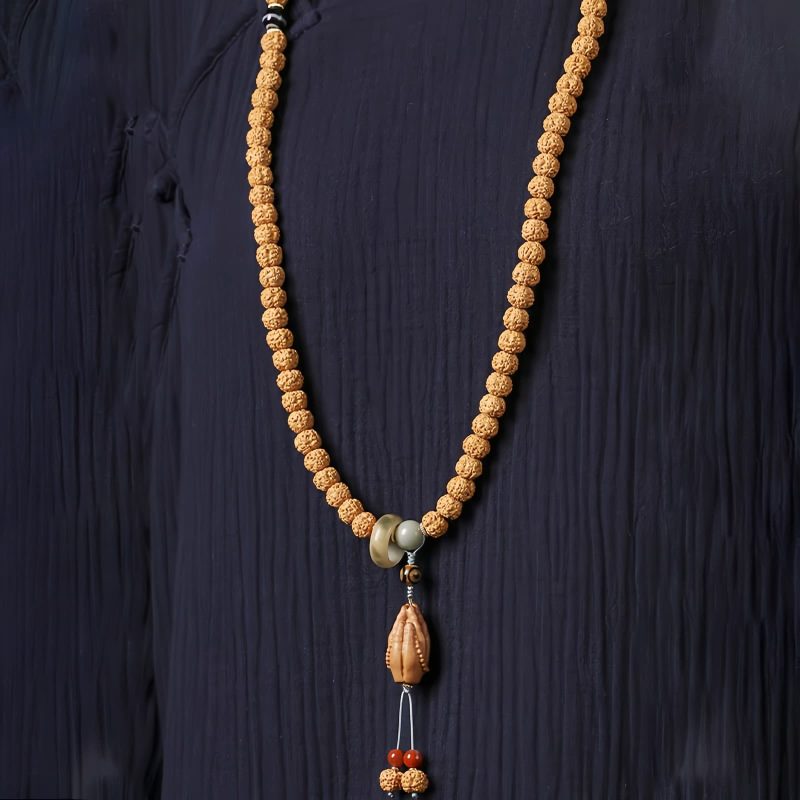 Pulsera de la Abundancia con Cuentas Dzi de Tres Ojos y Semillas de Bodhi Bodhi Seed Three-eyed Dzi Bead Wealth Bracelet
