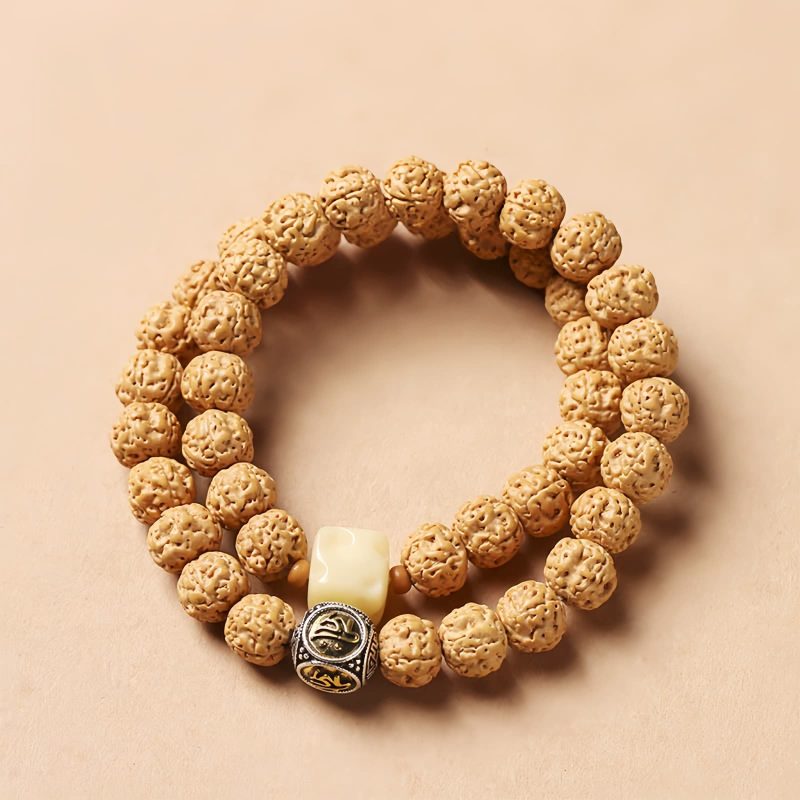 Pulsera de la Abundancia con Cuentas Dzi de Tres Ojos y Semillas de Bodhi Bodhi Seed Three-eyed Dzi Bead Wealth Bracelet