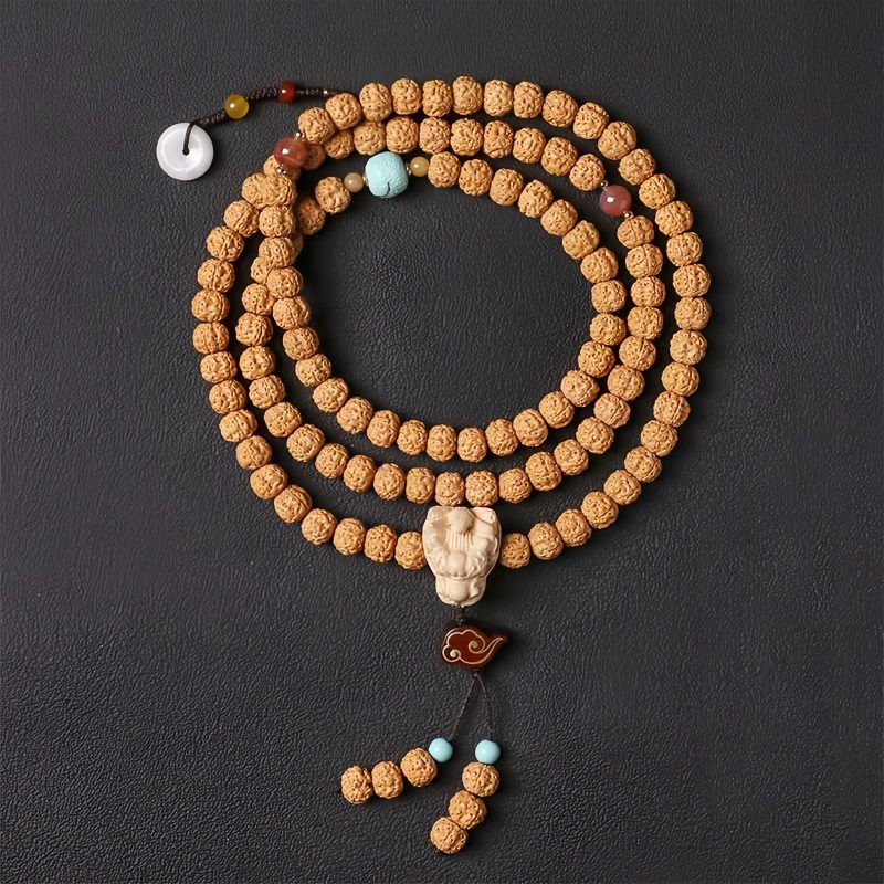 Pulsera de la Abundancia con Cuentas Dzi de Tres Ojos y Semillas de Bodhi Bodhi Seed Three-eyed Dzi Bead Wealth Bracelet