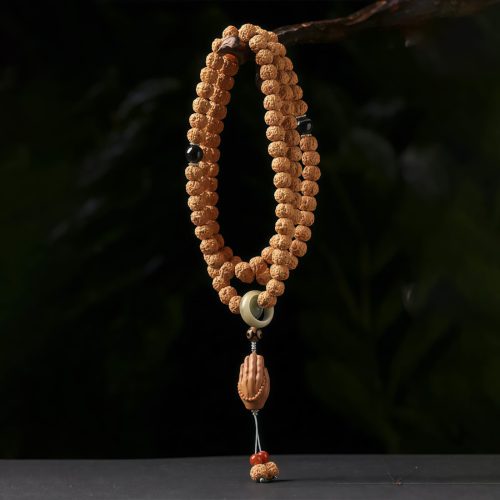 Pulsera de la Abundancia con Cuentas Dzi de Tres Ojos y Semillas de Bodhi Pulsera de la Abundancia con Cuentas Dzi de Tres Ojos y Semillas de Bodhi