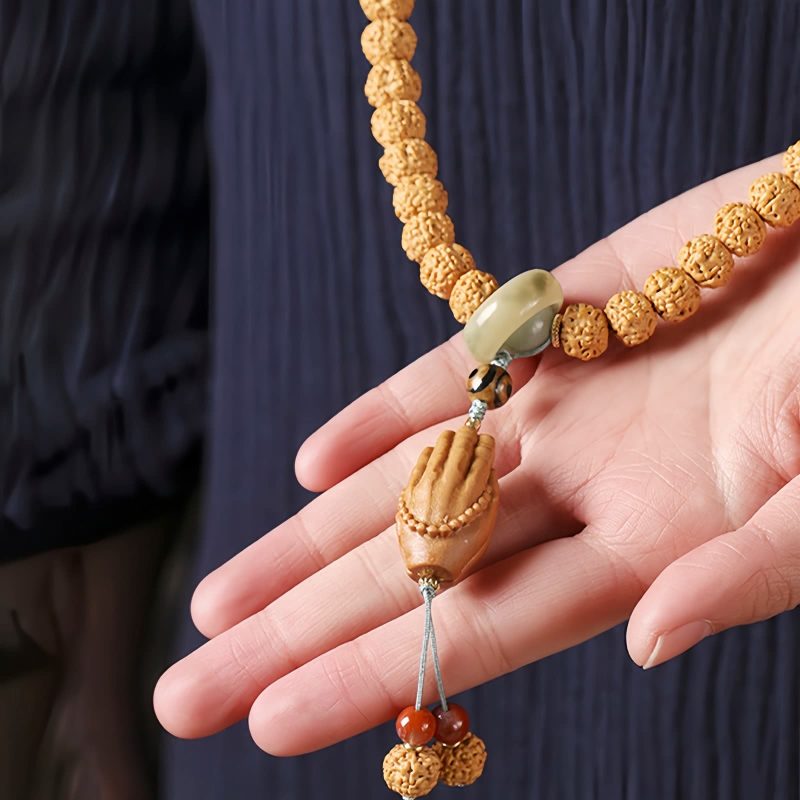 Pulsera de la Abundancia con Cuentas Dzi de Tres Ojos y Semillas de Bodhi Bodhi Seed Three-eyed Dzi Bead Wealth Bracelet