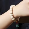 Pulsera de Loto con Semillas de Bodhi Naturales y Ágata Roja Natural Bodhi Seed Lotus Bracelet with Red Agate