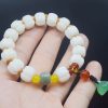 Pulsera de Loto con Semillas de Bodhi Naturales y Ágata Roja Natural Bodhi Seed Lotus Bracelet with Red Agate