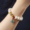Pulsera de Loto con Semillas de Bodhi Naturales y Ágata Roja Natural Bodhi Seed Lotus Bracelet with Red Agate