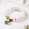 Pulsera de Loto con Semillas de Bodhi Naturales y Ágata Roja Natural Bodhi Seed Lotus Bracelet with Red Agate