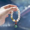 Pulsera de Loto con Semillas de Bodhi Naturales y Ágata Roja Natural Bodhi Seed Lotus Bracelet with Red Agate