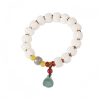 Pulsera de Loto con Semillas de Bodhi Naturales y Ágata Roja Natural Bodhi Seed Lotus Bracelet with Red Agate