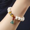Pulsera de Loto con Semillas de Bodhi Naturales y Ágata Roja Natural Bodhi Seed Lotus Bracelet with Red Agate