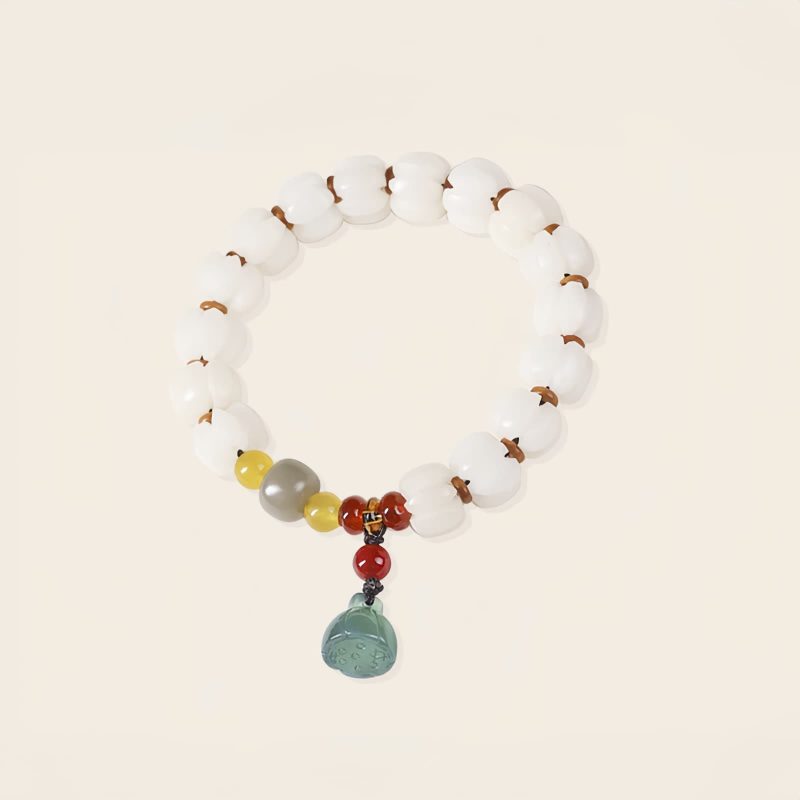 Pulsera de Loto con Semillas de Bodhi Naturales y Ágata Roja Natural Bodhi Seed Lotus Bracelet with Red Agate