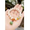 Pulsera de Loto con Semillas de Bodhi Naturales y Ágata Roja Natural Bodhi Seed Lotus Bracelet with Red Agate