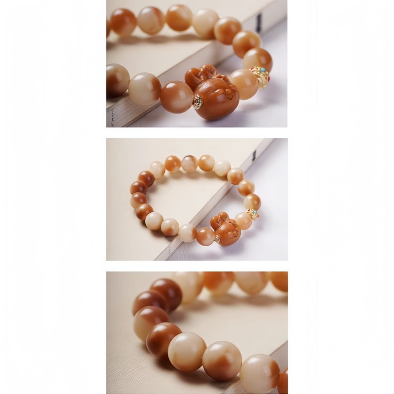 Gelang Perdamaian Kelinci Biji Bodhi Alami Natural Bodhi Seed Rabbit Peace Bracelet