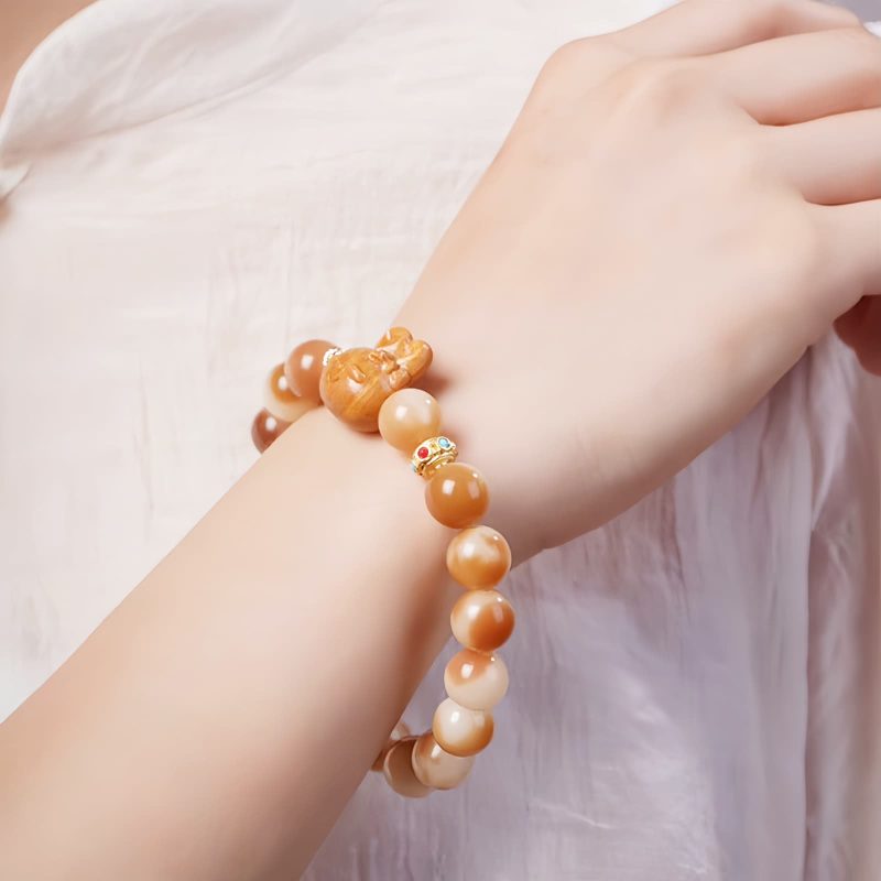 Gelang Perdamaian Kelinci Biji Bodhi Alami Natural Bodhi Seed Rabbit Peace Bracelet